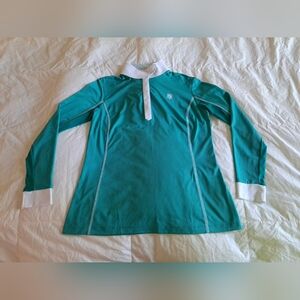 Romfh Show Shirt Equestrian Green White Sz L EUC